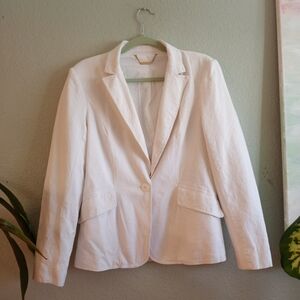 Trina Turk Linen Cotton Classic Coastal Preppy Old Money Clean Girl Blazer